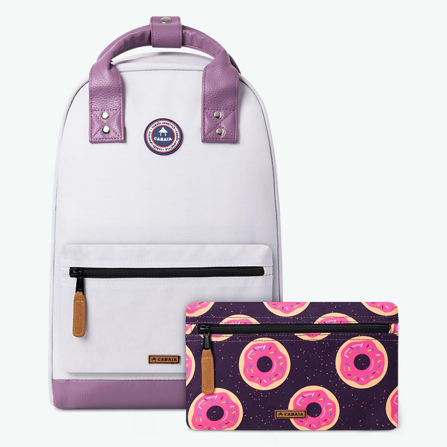 mochila morada de la vieja escuela - mediana
