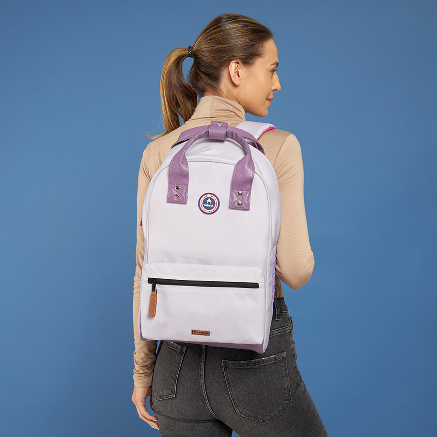 mochila morada de la vieja escuela - mediana