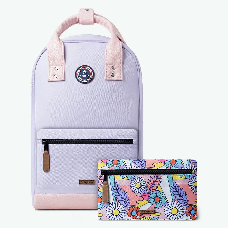 mochila morada de la vieja escuela - mediana