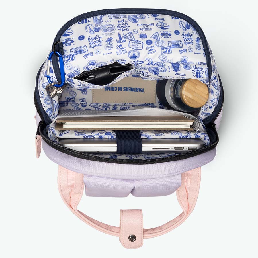 mochila morada de la vieja escuela - mediana